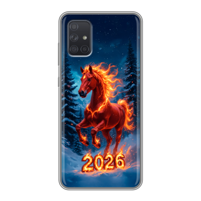 Силиконовый противоударный чехол на Samsung Galaxy A71 с принтом Новый год коня Силиконовый противоударный чехол на Samsung Galaxy A71 с принтом Новый год коня