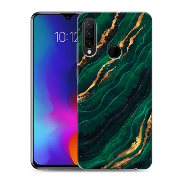 Силиконовый противоударный чехол на Lenovo K10 Note с принтом Мрамор зеленое золото Силиконовый противоударный чехол на Lenovo K10 Note с принтом Мрамор зеленое золото