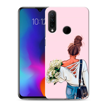 Силиконовый противоударный чехол на Lenovo K10 Note с принтом Девушка и букет
