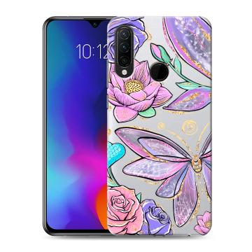 Силиконовый противоударный чехол на Lenovo K10 Note с принтом Бабочки и цветы