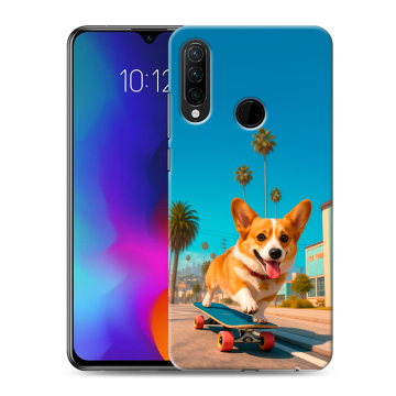 Силиконовый противоударный чехол на Lenovo K10 Note с принтом Корги на скейте