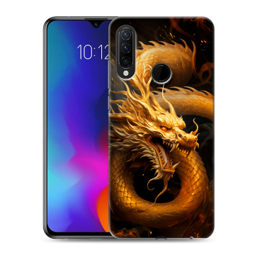 Силиконовый противоударный чехол на Lenovo K10 Note с принтом Золотой дракон