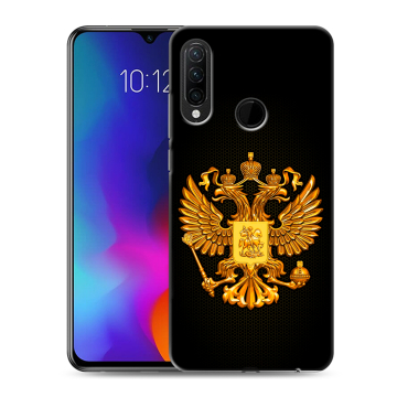 Силиконовый противоударный чехол на Lenovo K10 Note с принтом Герб России желтый