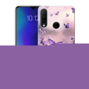 Силиконовый противоударный чехол на Lenovo K10 Note с принтом бабочки и лаванда