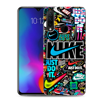 Силиконовый противоударный чехол на Lenovo K10 Note с принтом найк nike черный