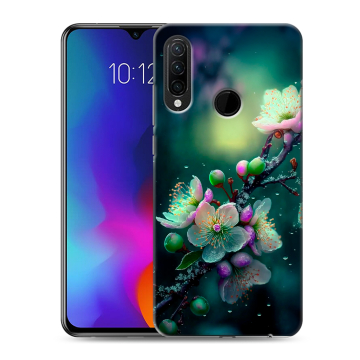 Силиконовый противоударный чехол на Lenovo K10 Note с принтом Цветы и мрамор Силиконовый противоударный чехол на Lenovo K10 Note с принтом Цветы и мрамор