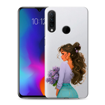 Силиконовый противоударный чехол на Lenovo K10 Note с принтом девушка цветы