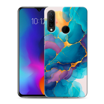 Силиконовый противоударный чехол на Lenovo K10 Note с принтом Мрамор блестки