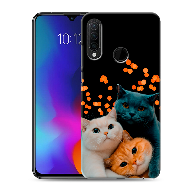 Силиконовый противоударный чехол на Lenovo K10 Note с принтом Кошки Силиконовый противоударный чехол на Lenovo K10 Note с принтом Кошки