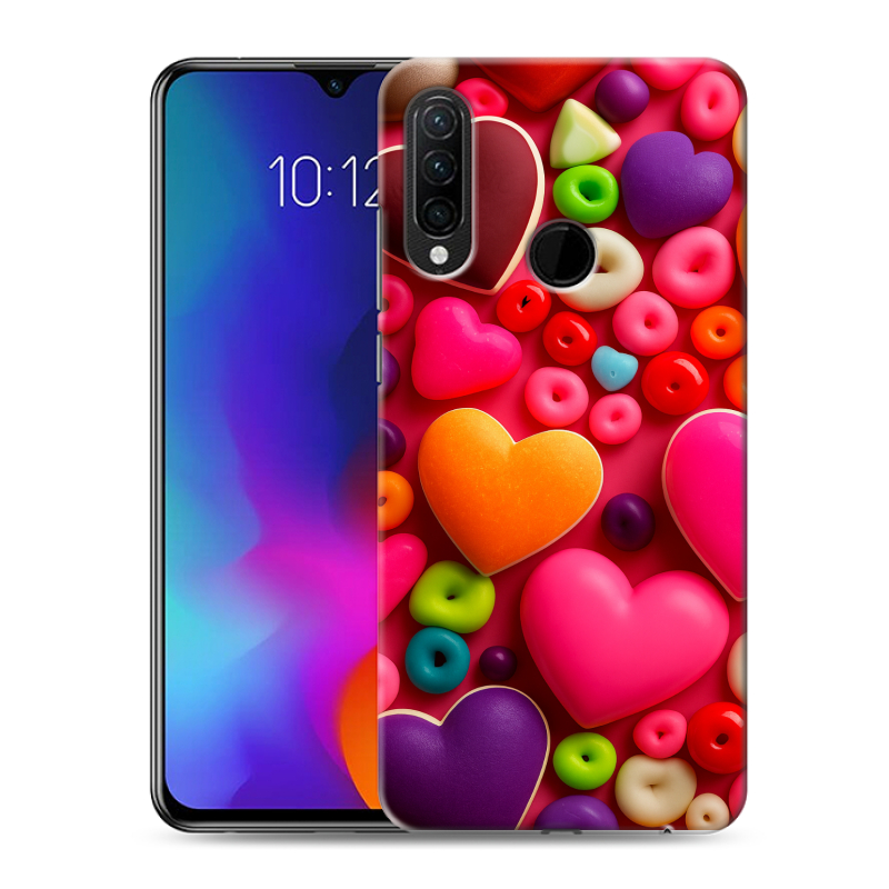 Силиконовый противоударный чехол на Lenovo K10 Note с принтом Сердечки Силиконовый противоударный чехол на Lenovo K10 Note с принтом Сердечки