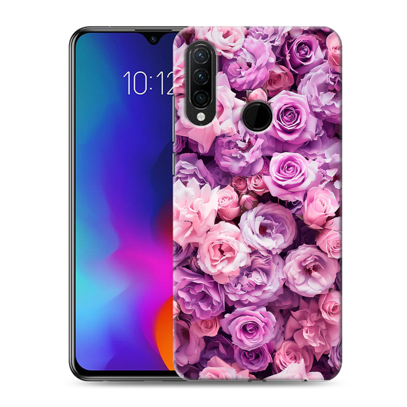 Силиконовый противоударный чехол на Lenovo K10 Note с принтом лавандовые розы Силиконовый противоударный чехол на Lenovo K10 Note с принтом лавандовые розы