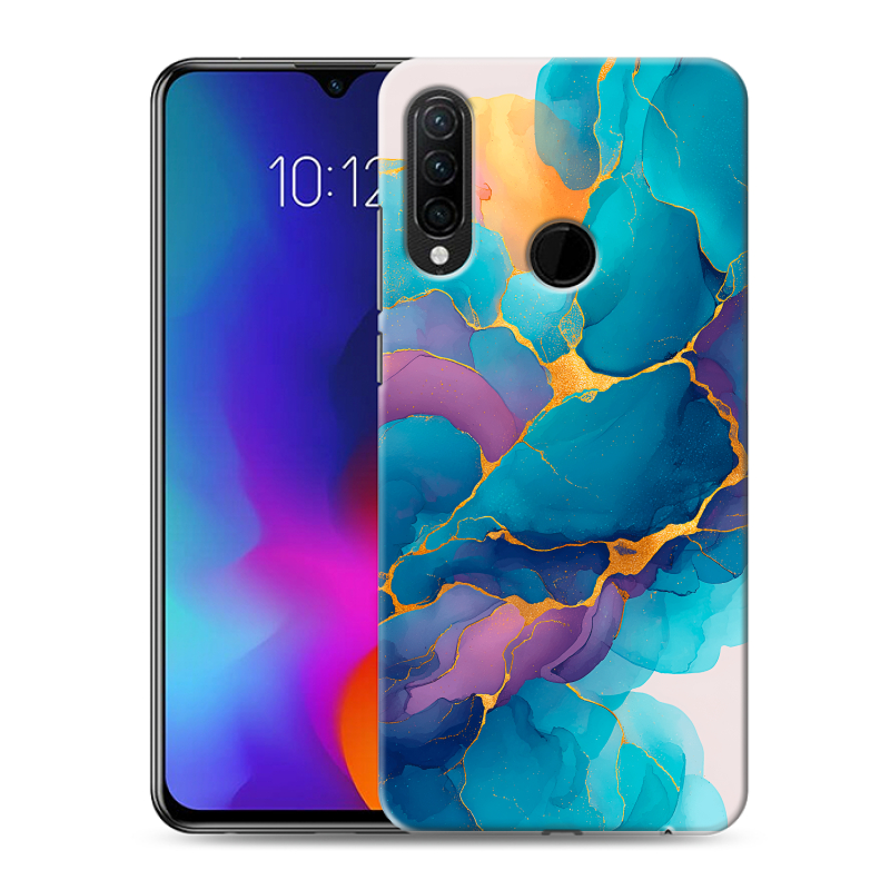 Силиконовый противоударный чехол на Lenovo K10 Note с принтом Мрамор блестки Силиконовый противоударный чехол на Lenovo K10 Note с принтом Мрамор блестки