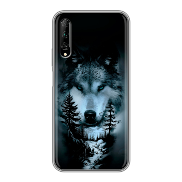 Силиконовый противоударный чехол на Huawei Y9s с принтом Лесной волк Силиконовый противоударный чехол на Huawei Y9s с принтом Лесной волк
