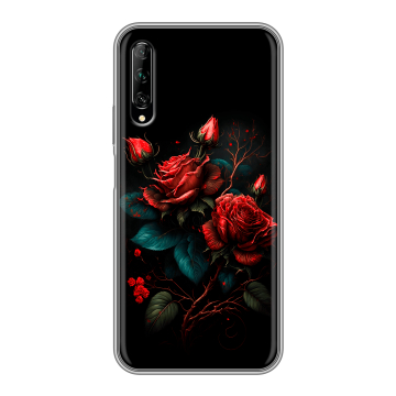 Силиконовый противоударный чехол на Huawei Y9s с принтом Розы красные