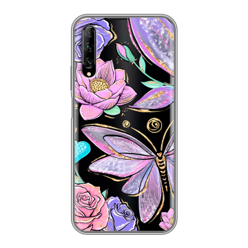Силиконовый противоударный чехол на Huawei Y9s с принтом Бабочки и цветы