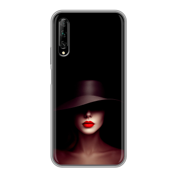 Силиконовый противоударный чехол на Huawei Y9s с принтом Девушка в шляпе