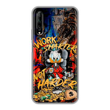 Силиконовый противоударный чехол на Huawei Y9s с принтом Дональд Дак Деньги
