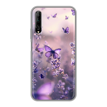 Силиконовый противоударный чехол на Huawei Y9s с принтом бабочки и лаванда