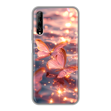 Силиконовый противоударный чехол на Huawei Y9s с принтом бабочки розовые