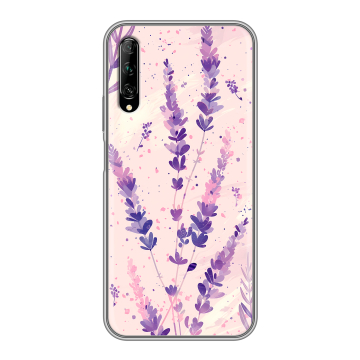 Силиконовый противоударный чехол на Huawei Y9s с принтом цветы лаванда Силиконовый противоударный чехол на Huawei Y9s с принтом цветы лаванда