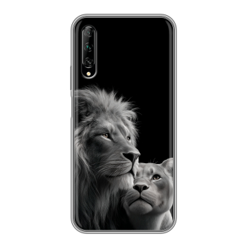 Силиконовый противоударный чехол на Huawei Y9s с принтом Лев кошки Силиконовый противоударный чехол на Huawei Y9s с принтом Лев кошки