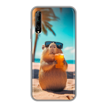 Силиконовый противоударный чехол на Huawei Y9s с принтом Капибара