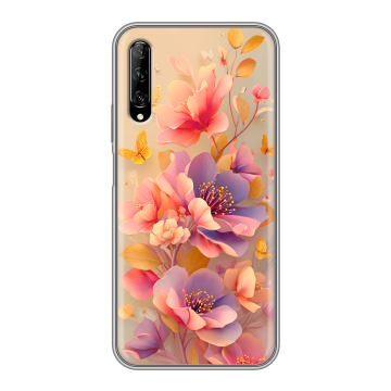 Силиконовый противоударный чехол на Huawei Y9s с принтом Цветы и бабочки Силиконовый противоударный чехол на Huawei Y9s с принтом Цветы и бабочки