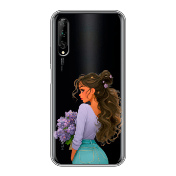 Силиконовый противоударный чехол на Huawei Y9s с принтом девушка цветы Силиконовый противоударный чехол на Huawei Y9s с принтом девушка цветы
