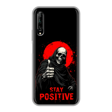 Силиконовый противоударный чехол на Huawei Y9s с принтом смешной скелет Силиконовый противоударный чехол на Huawei Y9s с принтом смешной скелет