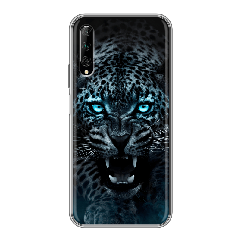Силиконовый противоударный чехол на Huawei Y9s с принтом Темный леопард Силиконовый противоударный чехол на Huawei Y9s с принтом Темный леопард