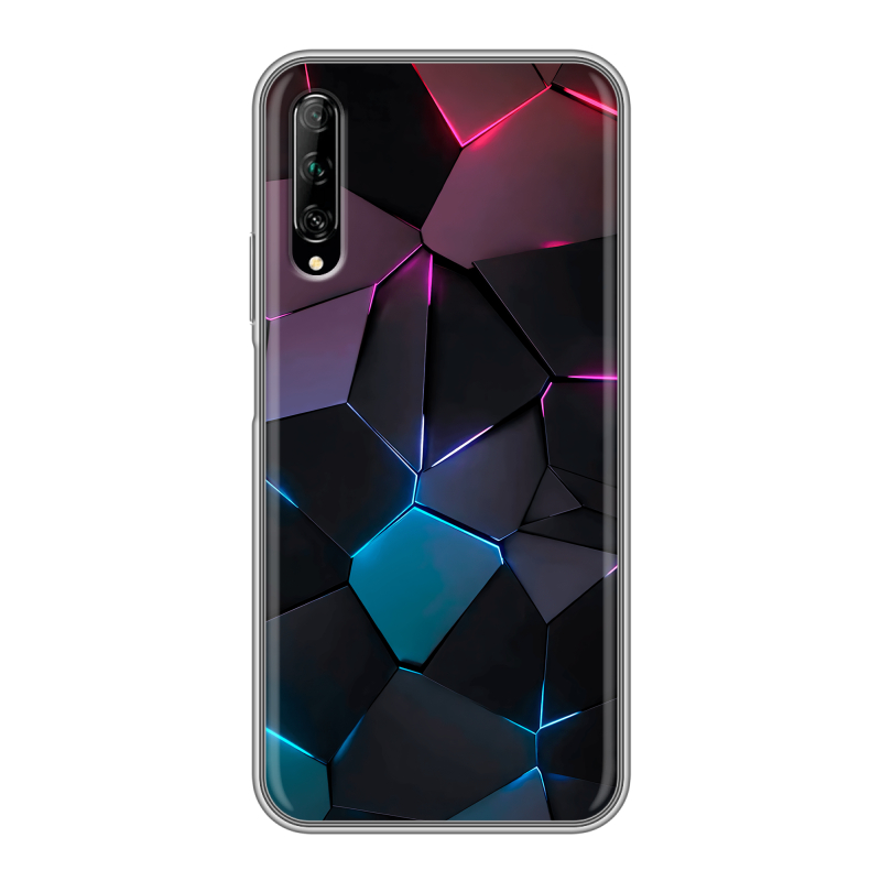 Силиконовый противоударный чехол на Huawei Y9s с принтом Геометрия неона Силиконовый противоударный чехол на Huawei Y9s с принтом Геометрия неона
