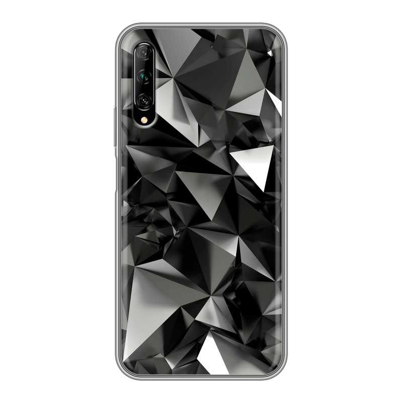 Силиконовый противоударный чехол на Huawei Y9s с принтом Черные кристаллы Силиконовый противоударный чехол на Huawei Y9s с принтом Черные кристаллы