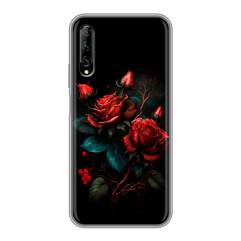 Силиконовый противоударный чехол на Huawei Y9s с принтом Розы красные Силиконовый противоударный чехол на Huawei Y9s с принтом Розы красные