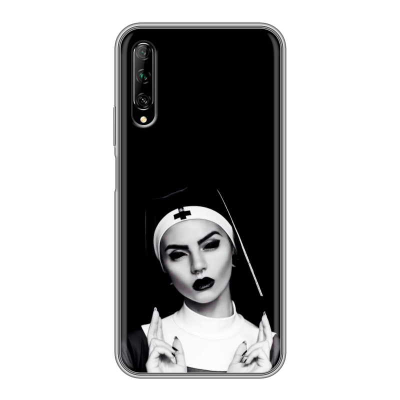 Силиконовый противоударный чехол на Huawei Y9s с принтом монашка Силиконовый противоударный чехол на Huawei Y9s с принтом монашка