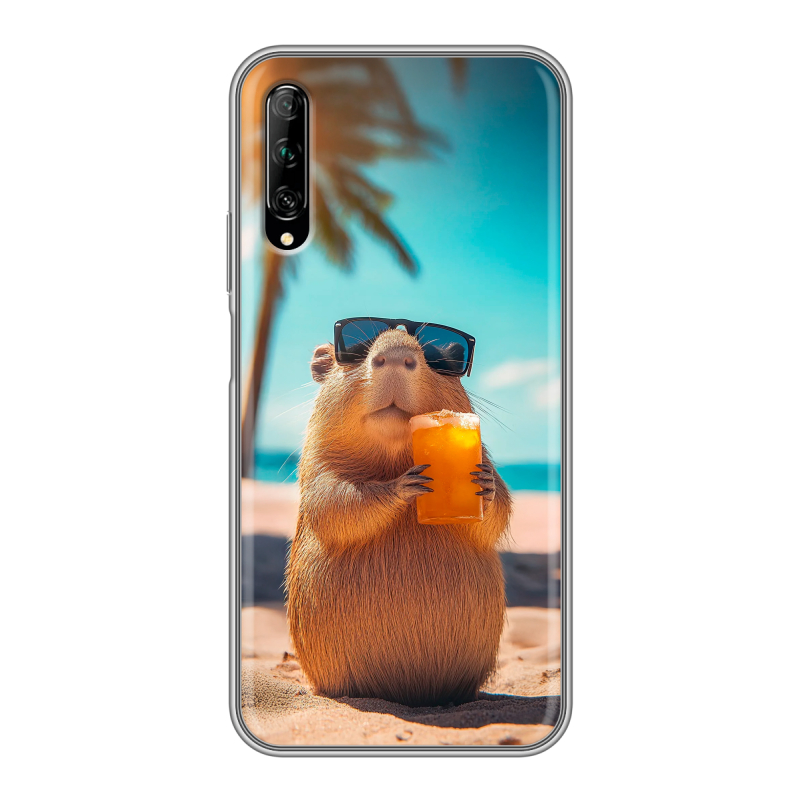 Силиконовый противоударный чехол на Huawei Y9s с принтом Капибара Силиконовый противоударный чехол на Huawei Y9s с принтом Капибара