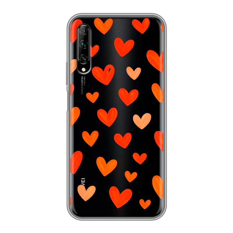 Силиконовый противоударный чехол на Huawei Y9s с принтом Сердечки Силиконовый противоударный чехол на Huawei Y9s с принтом Сердечки