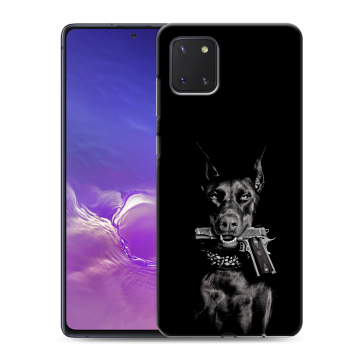 Силиконовый чехол на Samsung Galaxy Note 10 Lite с принтом Доберман и пистолет Силиконовый чехол на Samsung Galaxy Note 10 Lite с принтом Доберман и пистолет