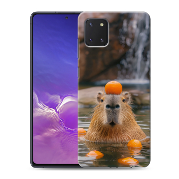 Силиконовый чехол на Samsung Galaxy Note 10 Lite с принтом Капибара с апельсином Силиконовый чехол на Samsung Galaxy Note 10 Lite с принтом Капибара с апельсином