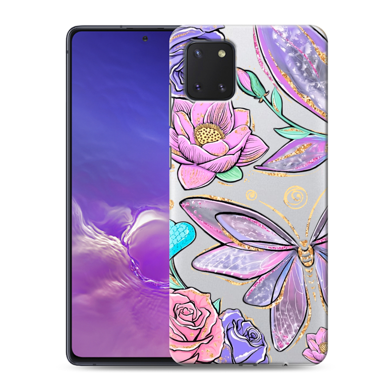Пластиковый чехол на Samsung Galaxy Note 10 Lite с принтом Бабочки и цветы Пластиковый чехол на Samsung Galaxy Note 10 Lite с принтом Бабочки и цветы
