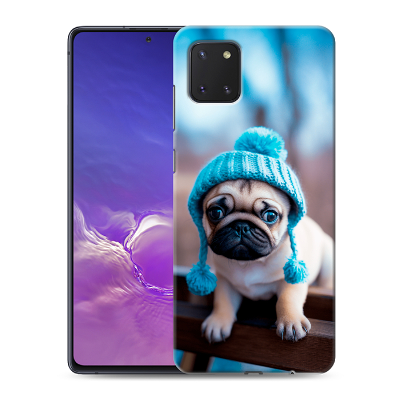 Силиконовый чехол на Samsung Galaxy Note 10 Lite с принтом Мопс в шапке Силиконовый чехол на Samsung Galaxy Note 10 Lite с принтом Мопс в шапке
