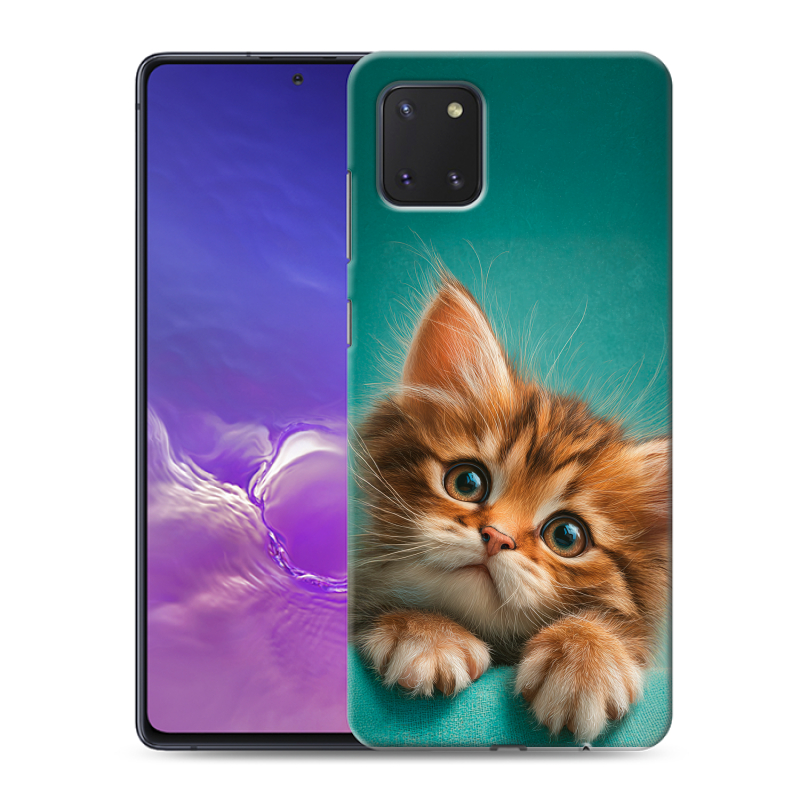 Силиконовый противоударный чехол на Samsung Galaxy Note 10 Lite с принтом котенок Силиконовый противоударный чехол на Samsung Galaxy Note 10 Lite с принтом котенок