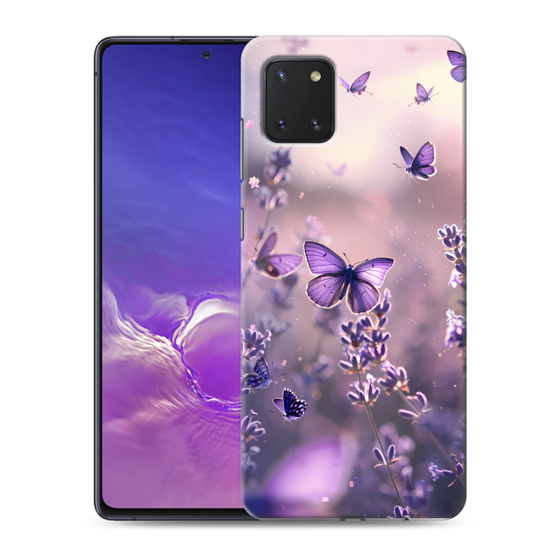 Пластиковый чехол на Samsung Galaxy Note 10 Lite с принтом бабочки и лаванда Пластиковый чехол на Samsung Galaxy Note 10 Lite с принтом бабочки и лаванда
