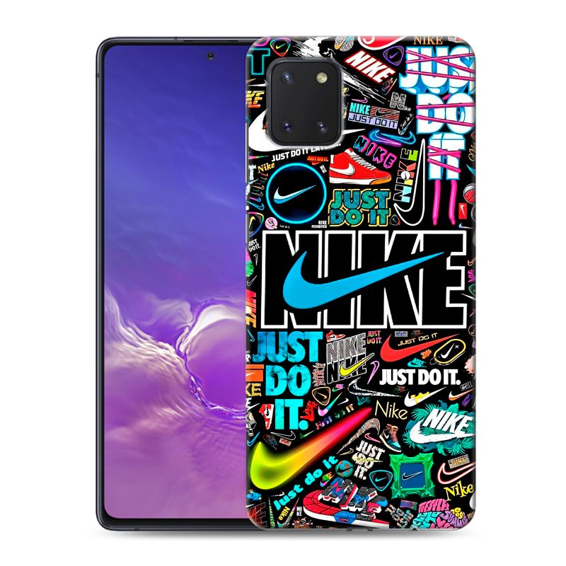 Силиконовый чехол на Samsung Galaxy Note 10 Lite с принтом найк nike черный Силиконовый чехол на Samsung Galaxy Note 10 Lite с принтом найк nike черный