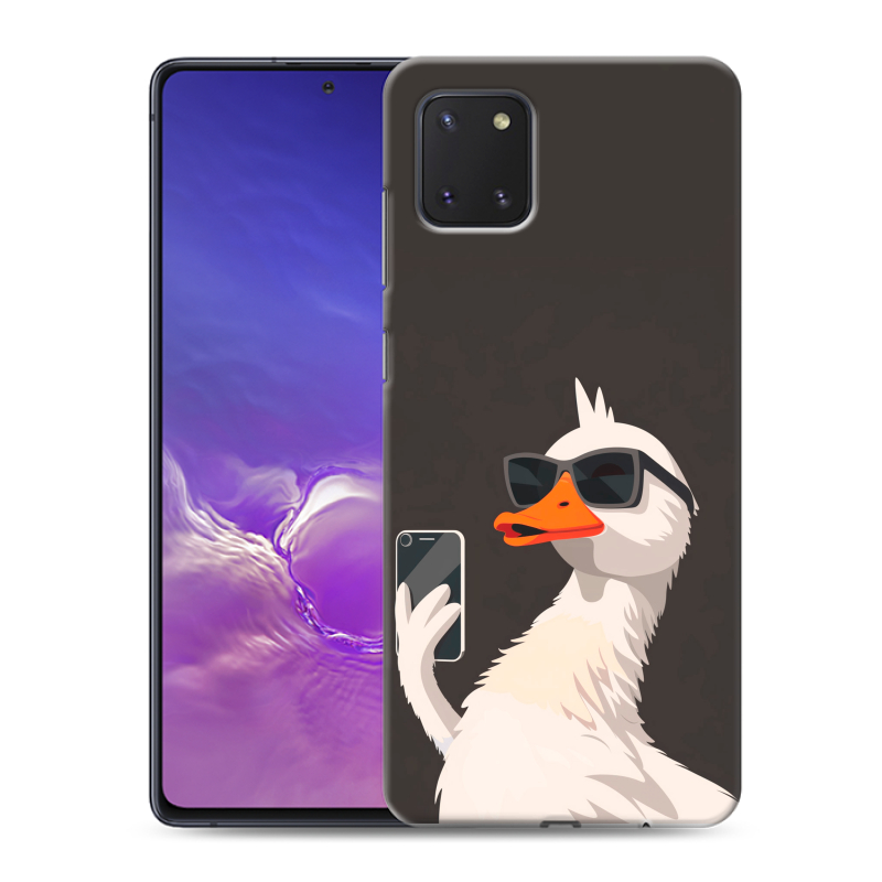 Силиконовый противоударный чехол на Samsung Galaxy Note 10 Lite с принтом утка в очках Силиконовый противоударный чехол на Samsung Galaxy Note 10 Lite с принтом утка в очках