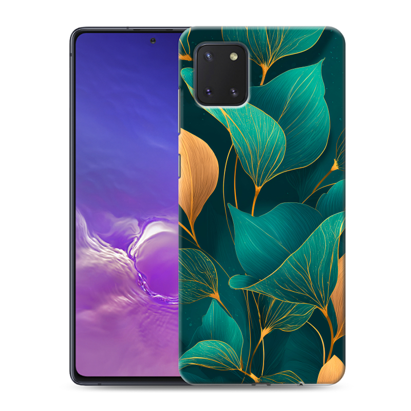 Пластиковый чехол на Samsung Galaxy Note 10 Lite с принтом Листья и золото Пластиковый чехол на Samsung Galaxy Note 10 Lite с принтом Листья и золото