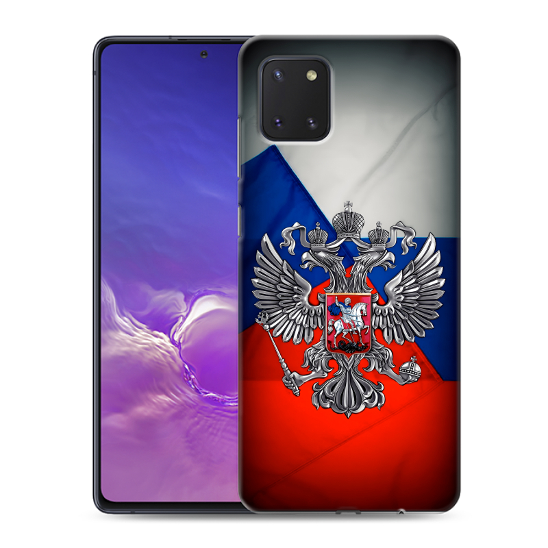 Силиконовый чехол на Samsung Galaxy Note 10 Lite с принтом Флаг России Силиконовый чехол на Samsung Galaxy Note 10 Lite с принтом Флаг России