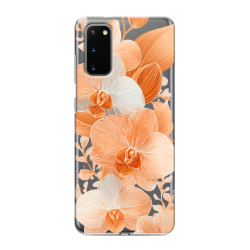 Силиконовый чехол на Samsung Galaxy S20 с принтом Бежевые цветы Силиконовый чехол на Samsung Galaxy S20 с принтом Бежевые цветы
