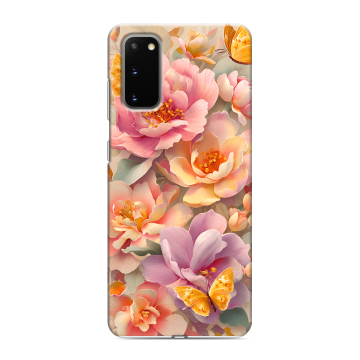 Силиконовый чехол на Samsung Galaxy S20 с принтом Цветы и бабочки Силиконовый чехол на Samsung Galaxy S20 с принтом Цветы и бабочки
