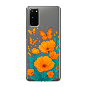 Силиконовый чехол на Samsung Galaxy S20 с принтом цветы бабочки Силиконовый чехол на Samsung Galaxy S20 с принтом цветы бабочки