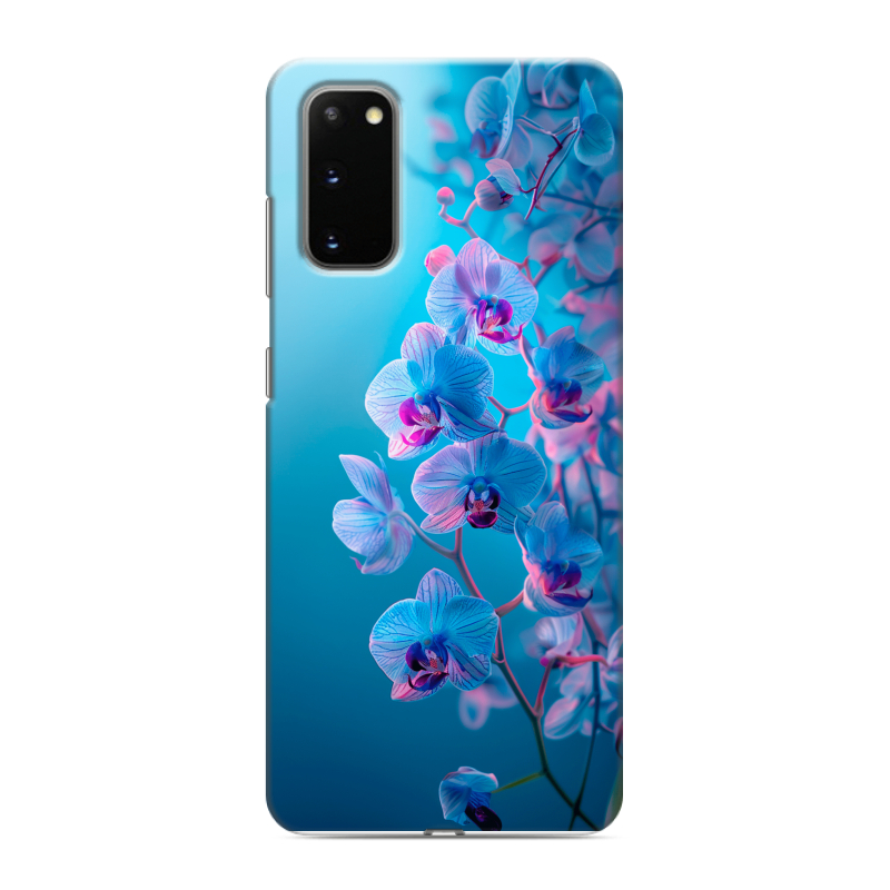 Силиконовый чехол на Samsung Galaxy S20 с принтом голубые орхидеи Силиконовый чехол на Samsung Galaxy S20 с принтом голубые орхидеи